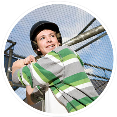 Boy with braces playing sports.